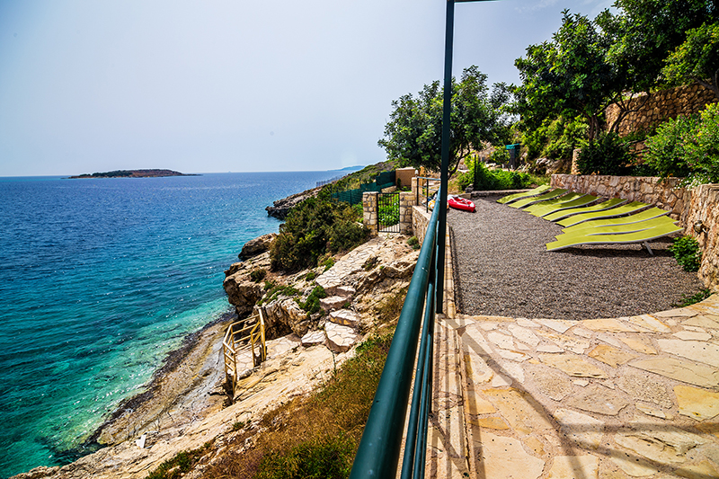 Private beach of a villa overlooking Loutraki bay, Crete