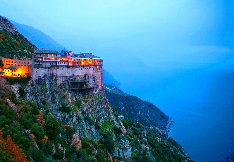 The breathtaking view of Mount Athos in Chalkidiki