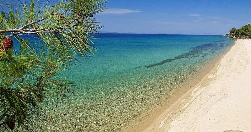 The popular Polycgrono beach in Chalkidiki